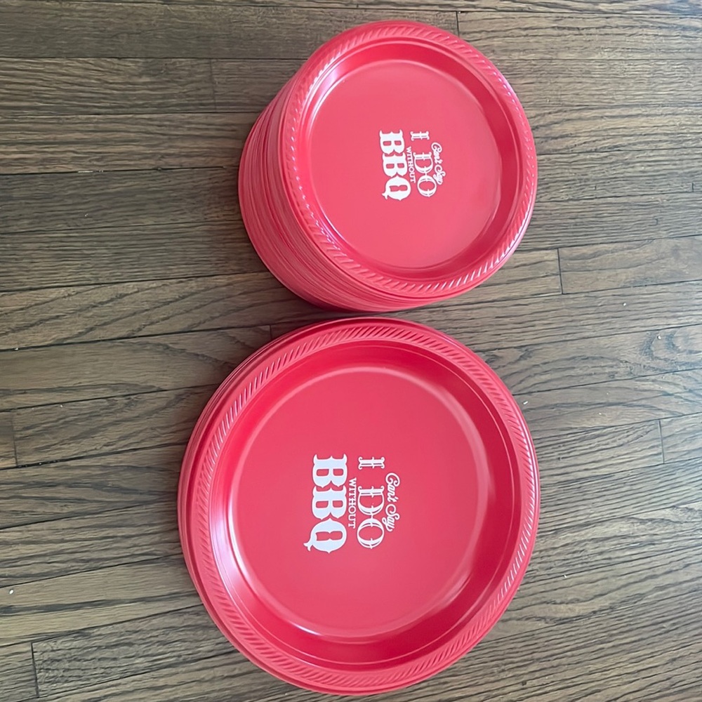 “Can’t Say I Do without BBQ” plates